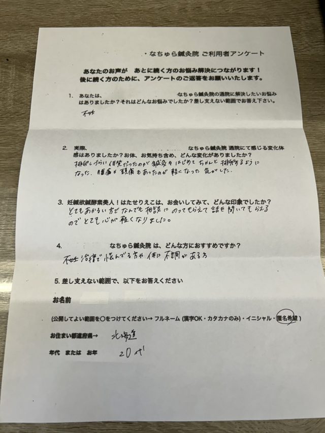 アンケート用紙